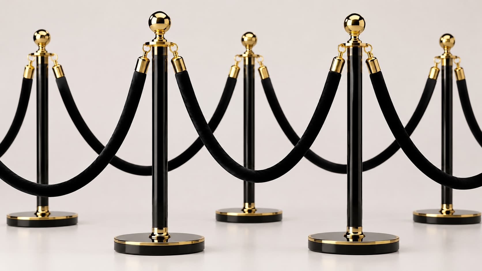 (Black and Gold) Carpet Ropes and Pole Crowd Control Barriers Grand Opening